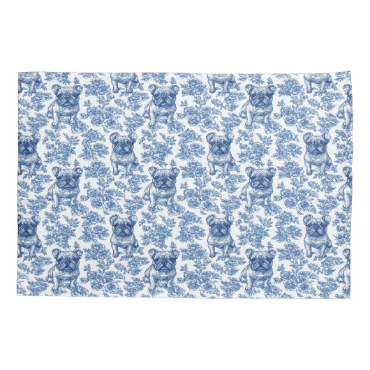 Housse D'oreillers Toile de Bulldog bleu (Dos)
