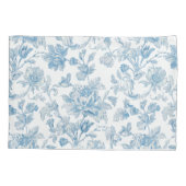 Housse D'oreillers Toile-de-jouy Chinoiseries Blue Floral Pattern (Dos)