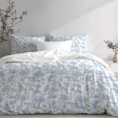 Housse D'oreillers Toile de Jouy Safari animaux bleu