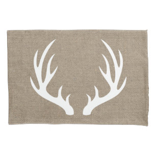 Housse D'oreillers Toile de jute blanche d'andouillers de cerfs