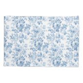 Housse D'oreillers Toile Florale Bleue & Blanc (Dos)