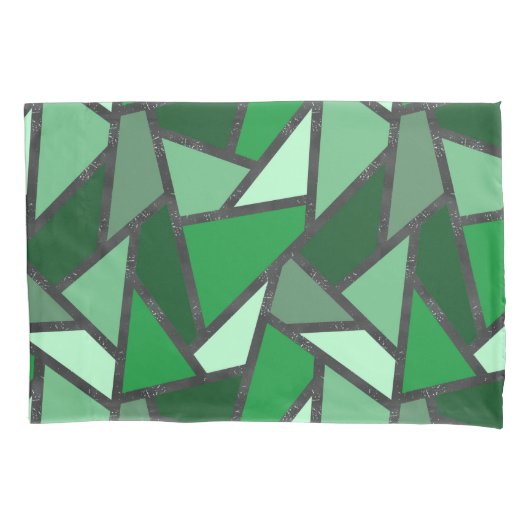 Housse D'oreillers Tons de motif en vitrail vert (devant)