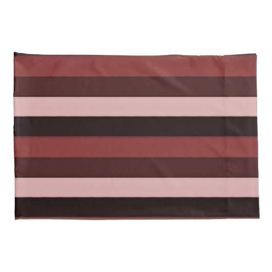 Housse D'oreillers Tons roses et bordeaux rayés (Dos-Droit)