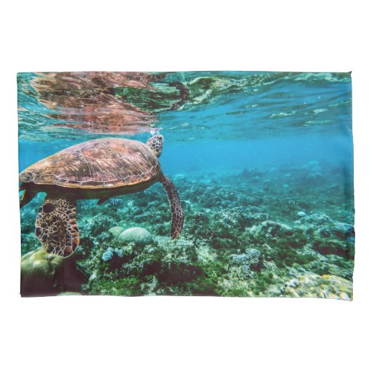Housse D'oreillers Tortue sous-marine tropicale (devant)