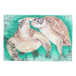 Housse D'oreillers Tortues de mer turquoises