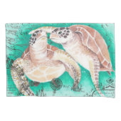 Housse D'oreillers Tortues de mer turquoises (devant)