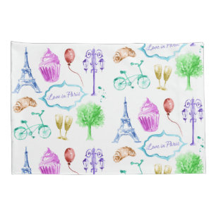 Housse D'oreillers Tour Eiffel Paris Aquarelle Art