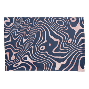 Housse D'oreillers Tourbillon de liquide rose Gold Abstrait Blue Desi