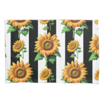 Tournesol Floral noir blanc rayures