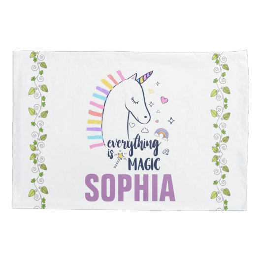 Housse D'oreillers Tout Personnalisé Est Magic Lit Unicorn (Dos)