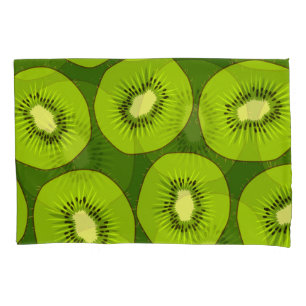 Housse D'oreillers Tranches de fruits Kiwi : vert foncé.