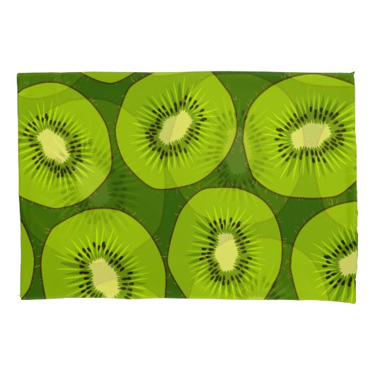 Housse D'oreillers Tranches de fruits Kiwi : vert foncé. (devant)