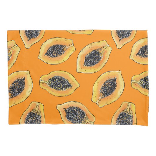 Housse D'oreillers Tranches de Papaya sur orange (devant)