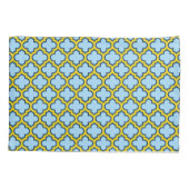 Housse D'oreillers Trellis bleu et jaune, treillis, Quatrefoil (Dos)
