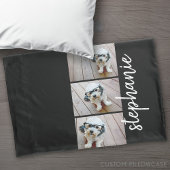 Housse D'oreillers Trendy 3 Photos noir blanc nom de script moderne