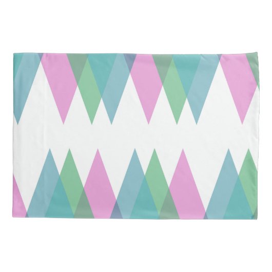 Housse D'oreillers Triangles rose et vert (Dos)