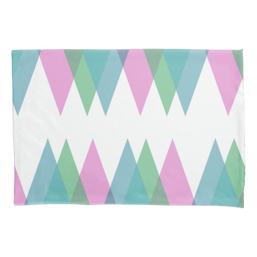 Housse D'oreillers Triangles rose et vert (devant)