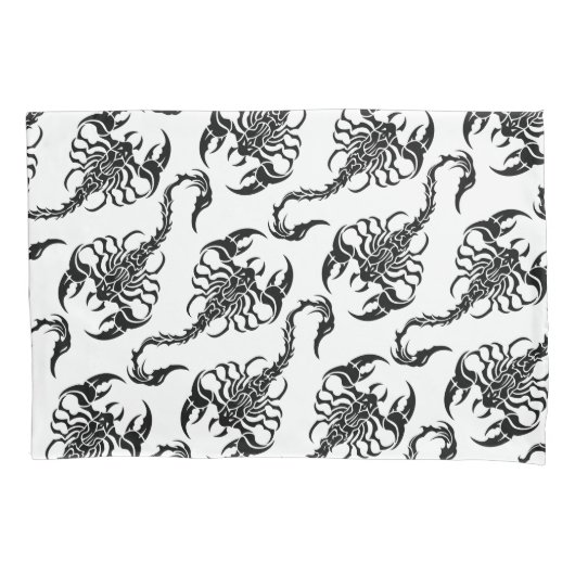 Housse D'oreillers Tribal Scorpion Black and White Pattern (devant-gauche)