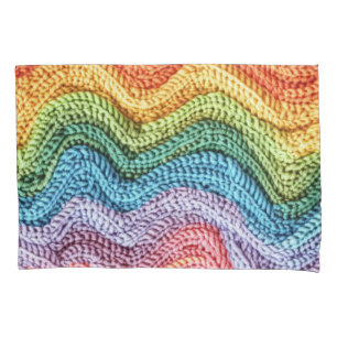 Housse D'oreillers Tricot Bohème Rayé Coloré, Ambiance Cosy et Artisa