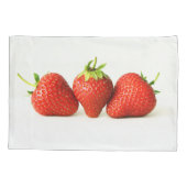 Housse D'oreillers Trois Fraises Sur Pccna Blanc (Dos)