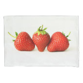 Housse D'oreillers Trois Fraises Sur Pccna Blanc (devant)