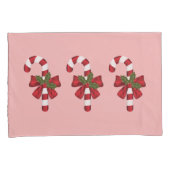 Housse D'oreillers Trois Sucres de canne De Noël Sur Rose Clair (devant-Droit)