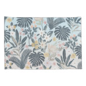 Housse D'oreillers Tropcal Grey Gold Foliage Floral Pattern (Dos-Droit)