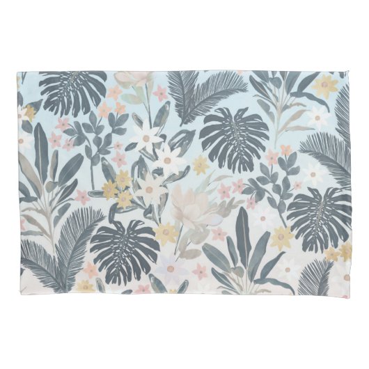 Housse D'oreillers Tropcal Grey Gold Foliage Floral Pattern (devant-gauche)