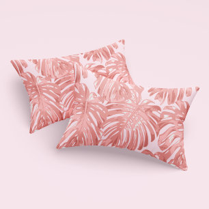 Housse D'oreillers Tropical Feminine Rose Chaud Monstera Feuilles de