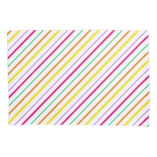 Housse D'oreillers Tropical Rose Vert Orange Yellow Stripes (devant)