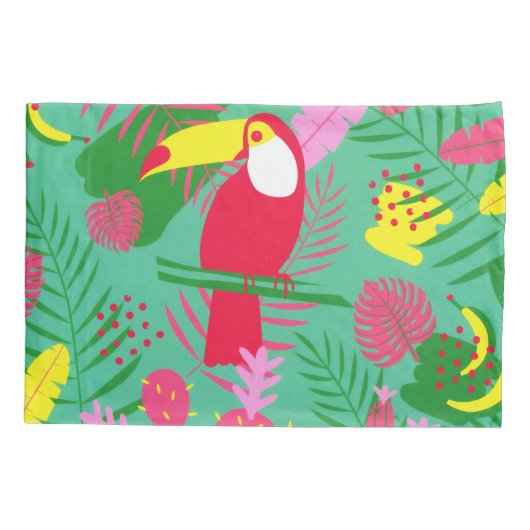 Housse D'oreillers Tropical Wild Jungle Paradise Toucan Aquarelle (Dos)