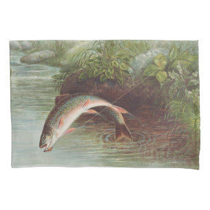 Housse D'oreillers Truitelle de ruisseau sautant par S.A. Kilbourne P