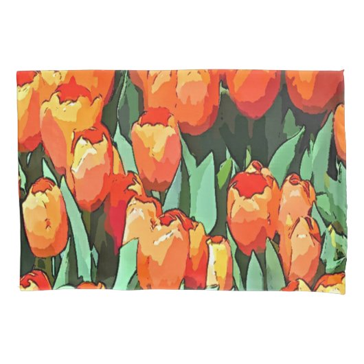Housse D'oreillers Tulipes orange (devant)