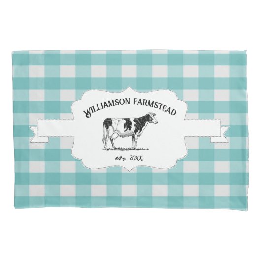 Housse D'oreillers Turquoise Buffalo Plaid Farm Cow Coussin Coque (devant)