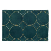 Housse D'oreillers Turquoise foncé, Cercles d'or Aquarelle. (Dos)