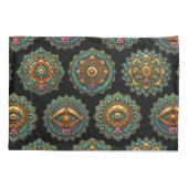 Housse D'oreillers Turquoise Lotus Mandala - Reversible Black Boho (Dos)