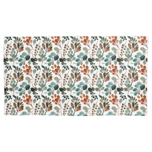 Housse D'oreillers Turquoise Rust Sage Vert Feuilles Brown Automne (devant-gauche)
