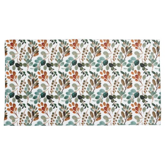 Housse D'oreillers Turquoise Rust Sage Vert Feuilles Brown Automne (devant-Droit)