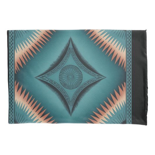Housse D'oreillers Turquoise Sunburst de Navajo Peach (devant)