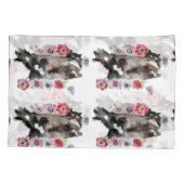 Housse D'oreillers Tuxedo Chat Cute Jolie Fleurs Chats Aquarelle (Dos)
