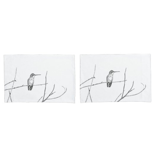 Housse D'oreillers Un colibri sur un bâton (devant-Set)