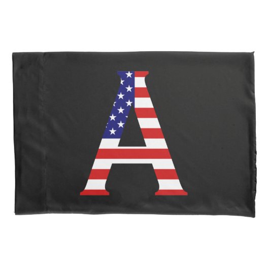 Housse D'oreillers Un monogramme superposé sur le drapeau américain p (devant)