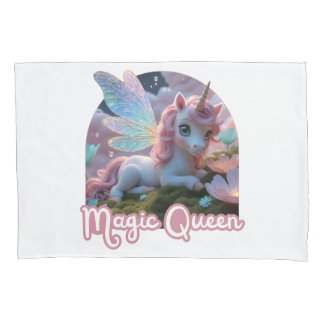 Housse D'oreillers Une licorne blanche aux ailes