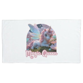 Housse D'oreillers Une licorne blanche aux ailes