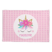 Housse D'oreillers Unicorn Flowers Cute Pink Personalized (Dos)