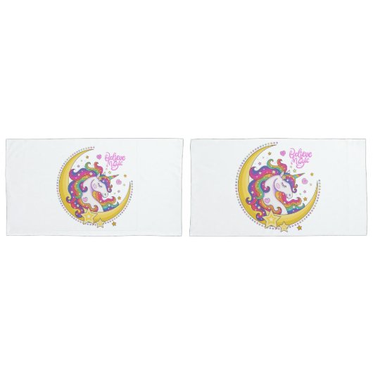 Housse D'oreillers Unicorn Magic Pillowcases (devant-Set)
