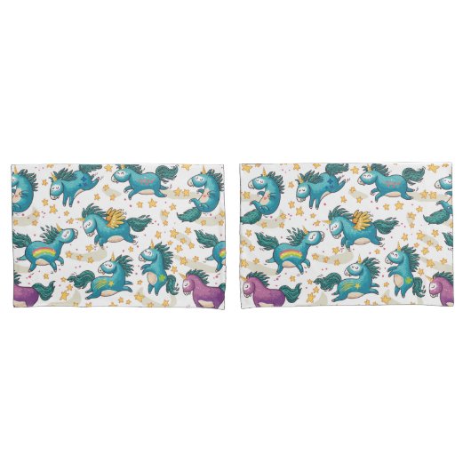 Housse D'oreillers Unicorne (devant-Set)