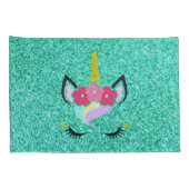 Housse D'oreillers Unicorne personnalisée Turquoise Parties scintilla (Dos-Droit)