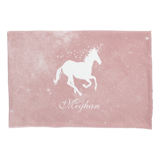 Housse D'oreillers Unicorne rose, oreiller personnalisé (devant)
