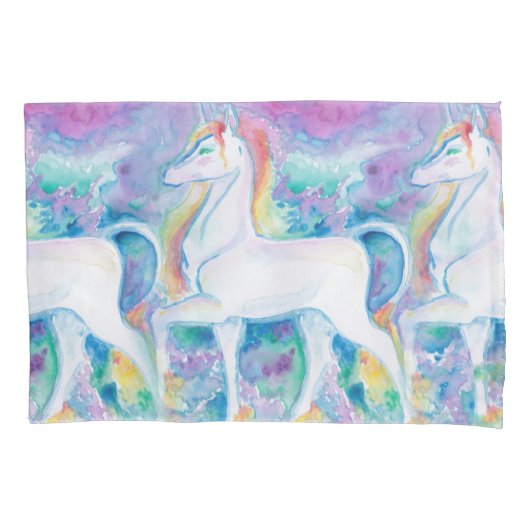 Housse D'oreillers Unicornes aquarelle (devant)